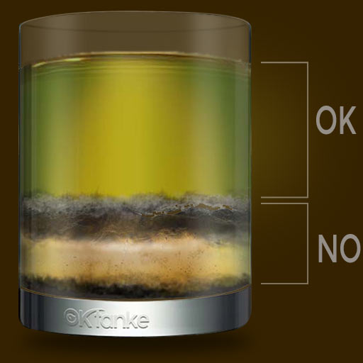 Vaso-con-Gasoil-con-impurezas-o-lodos Recuperamos Gasoil contaminado con lodos